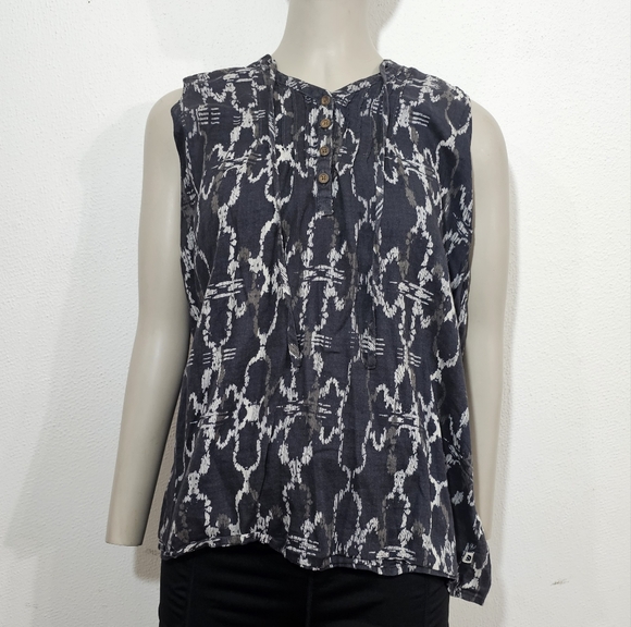 The North Face Black and White Sleeveless Top Blouse Size M 100% Cotton - Picture 3 of 8